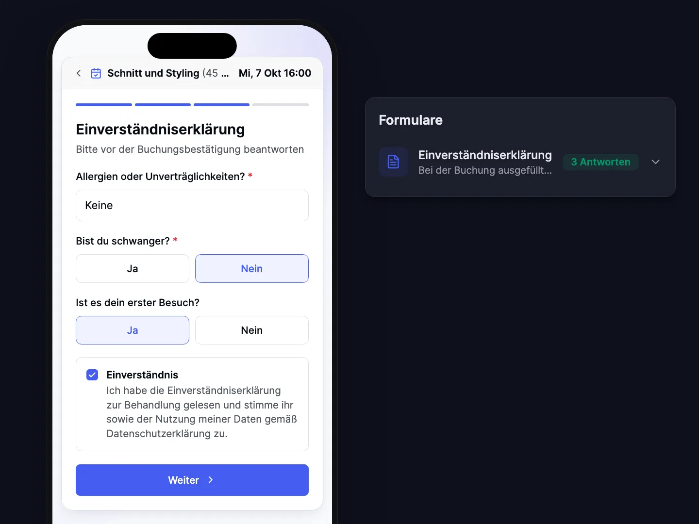 Formulare ausgefüllt, bevor sie zur Tür hereinkommen