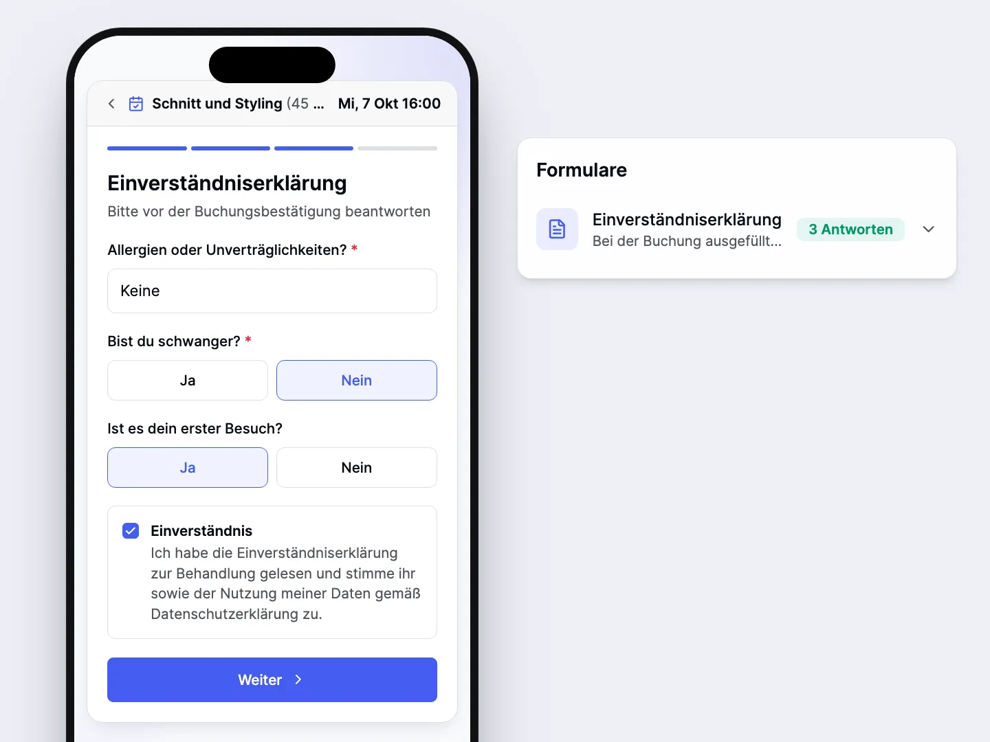 Formulare ausgefüllt, bevor sie zur Tür hereinkommen