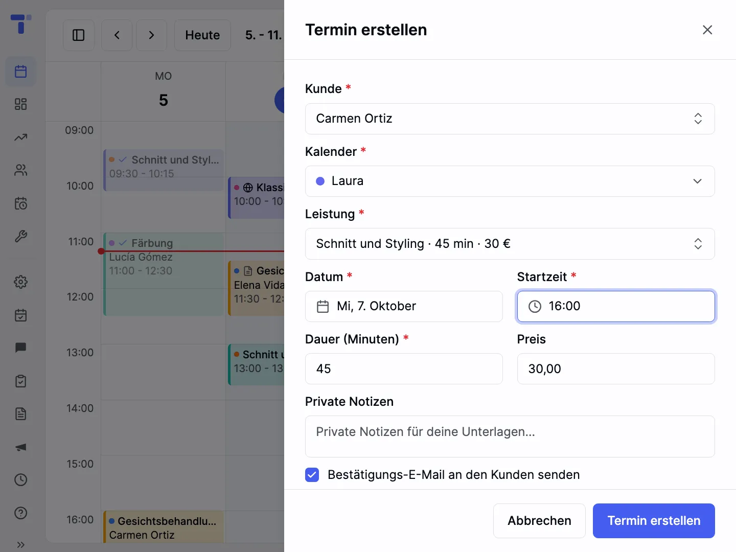 Wenn sie anrufen, trägst du es in Sekunden ein