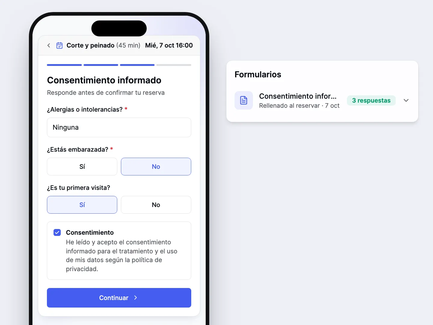 Formularios rellenados antes de entrar