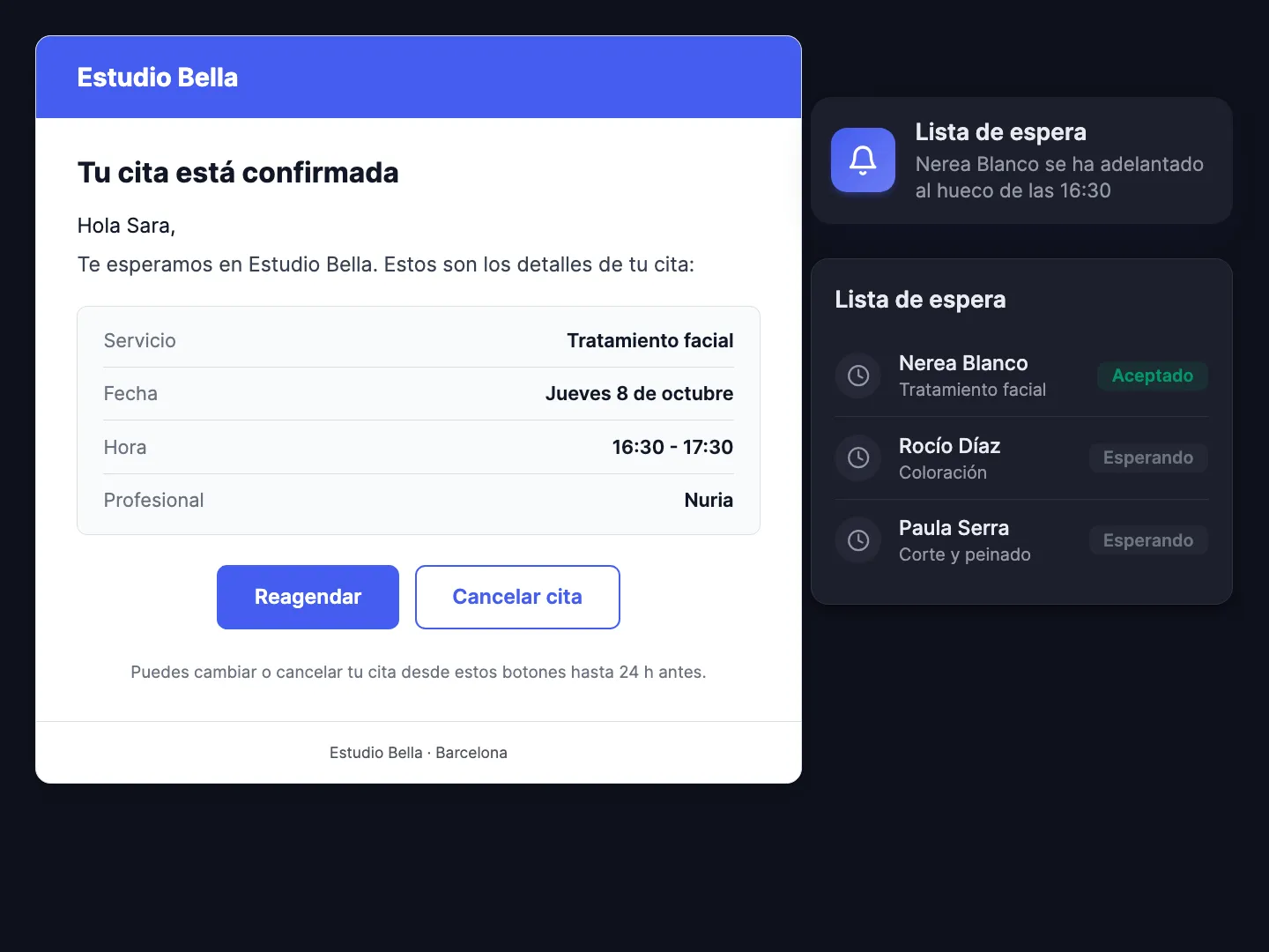 Cambios de cita sin llamadas
