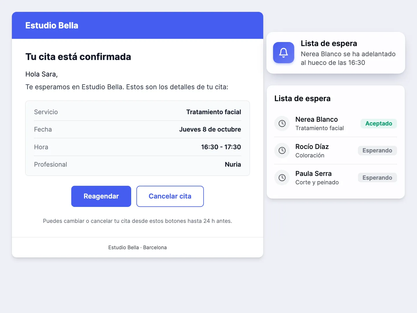 Cambios de cita sin llamadas