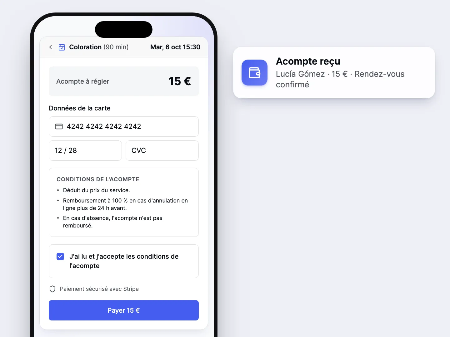 Encaissez un acompte à la réservation