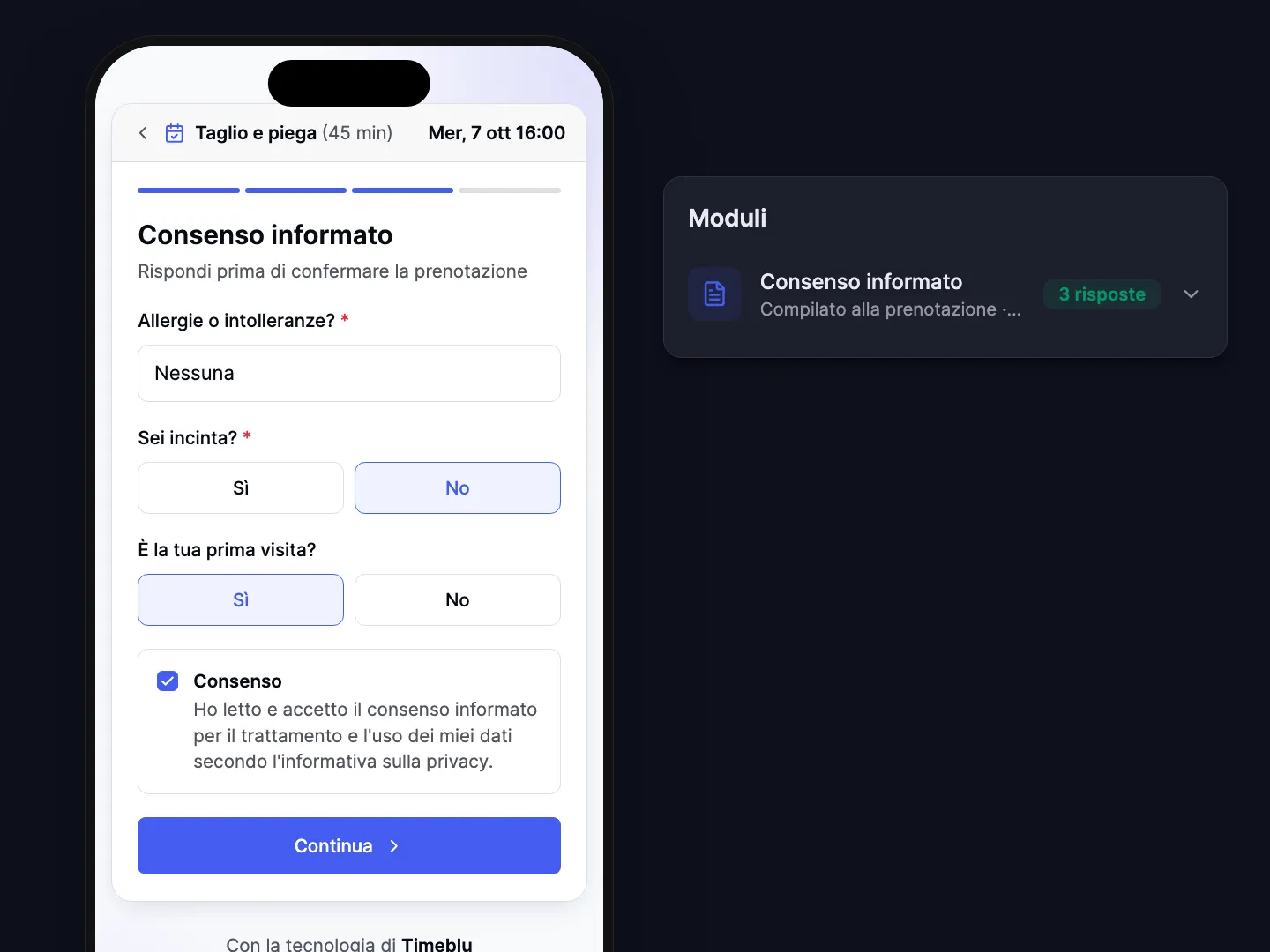 Moduli compilati prima di entrare
