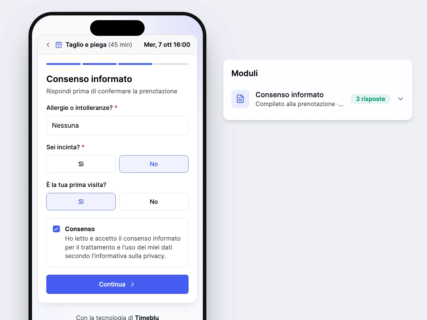 Moduli compilati prima di entrare