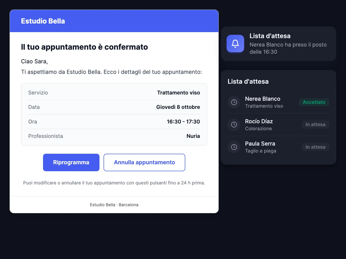Modifiche agli appuntamenti senza telefonate