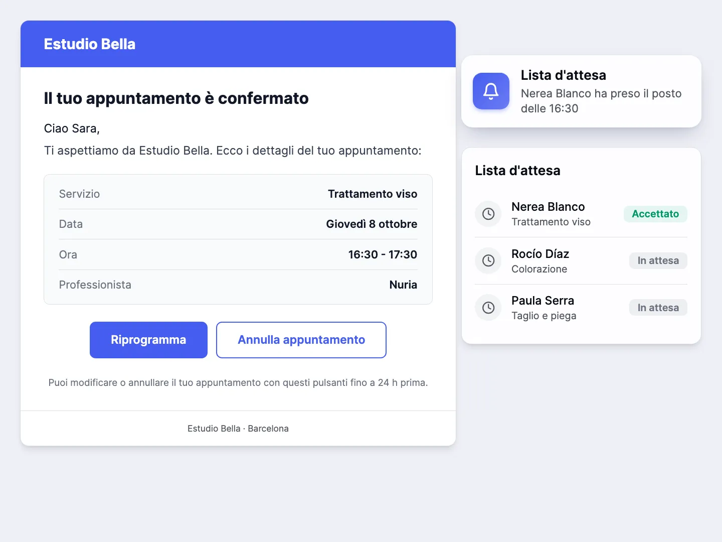 Modifiche agli appuntamenti senza telefonate